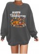 Women's Thanksgiving Casual Fashion Celebrates Reap Printed Long Sleeved Crew Neck Hoodie Womens Large Hoodie