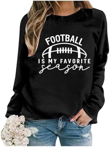 Casual Hoodies for Women Long Sleeve Sweatshirts Letter Print Football Sport Pullover Tops Fall Clothes