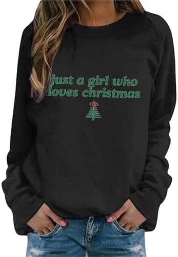 Christmas Women'S Just A Girl Who Lovees Printed Sweatshirt Leopard Hoodies Women