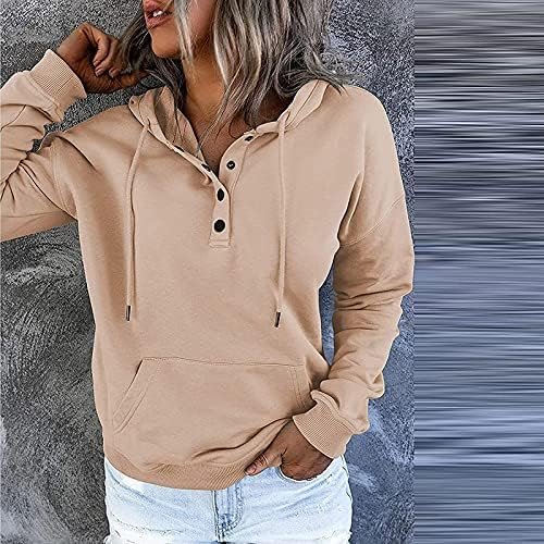 Dressy Casual Hoodies For Women Long Sleeve Pullover Tops Drawstring Hooded Sweatshirts Fall Fashion Outfits