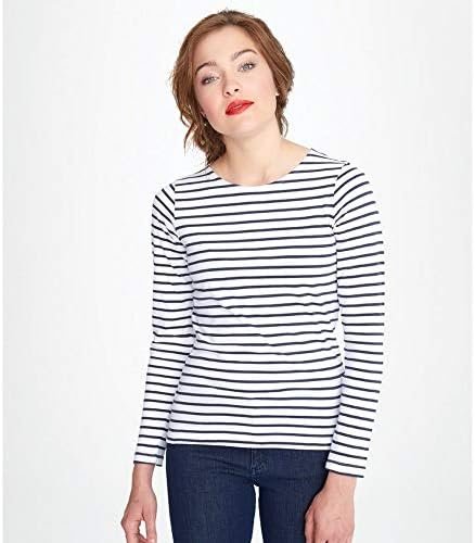 Womens/Ladies Marine Long Sleeve Stripe T-Shirt