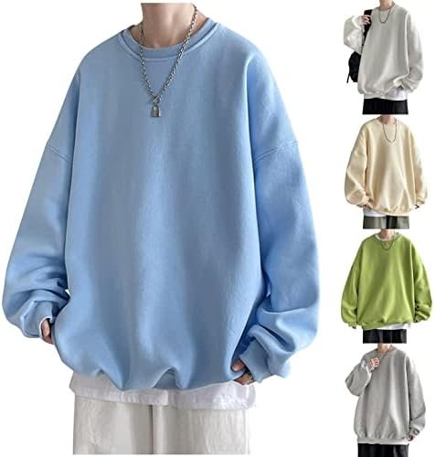 Mens Basic Solid Drop Shoulder Sweatshirt Oversized Premium Long Sleeve Pullover Jumper Top Vintage Shirt