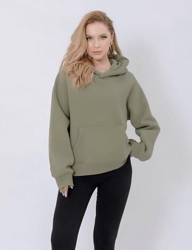 Women's Loose Hoodie Top Casual Long Sleeve Sweatshirts Women Solid Basic Hooded Sweatshirt Pullover Tops