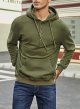 Mens Cotton Hooded Button Collar Drawstring Hoodies Pullover Sweatshirts Casual Long Sleeve Shirts with Pocket