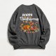 Women's Thanksgiving Casual Fashion Celebrates Reap Printed Long Sleeved Crew Neck Hoodie Womens Large Hoodie