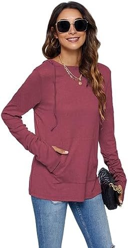 Long Sleeve Drawstrings Hoddie Sweatshirt With Thumb Holes Hoodie for Women