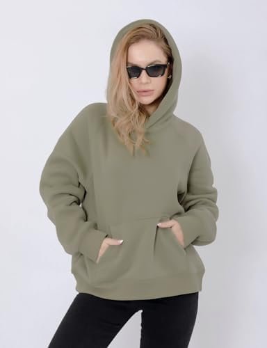 Women's Loose Hoodie Top Casual Long Sleeve Sweatshirts Women Solid Basic Hooded Sweatshirt Pullover Tops