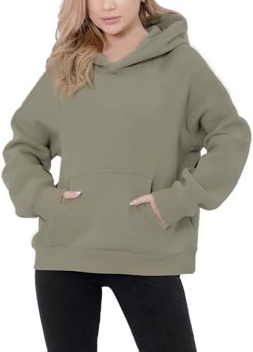 Women's Loose Hoodie Top Casual Long Sleeve Sweatshirts Women Solid Basic Hooded Sweatshirt Pullover Tops