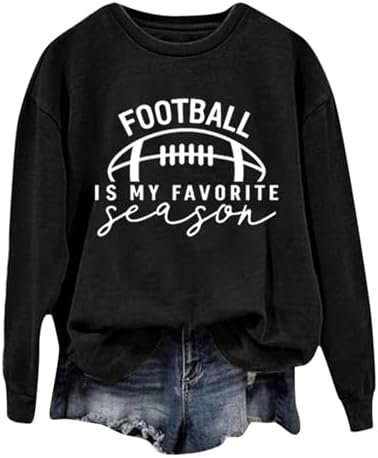 Casual Hoodies for Women Long Sleeve Sweatshirts Letter Print Football Sport Pullover Tops Fall Clothes