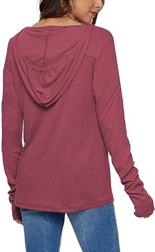 Long Sleeve Drawstrings Hoddie Sweatshirt With Thumb Holes Hoodie for Women