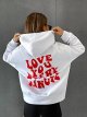 Women's Letter Graphic Print Back Drawstring Long Sleeve Hoodie Pocket Sweatshirt