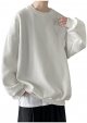 Mens Basic Solid Drop Shoulder Sweatshirt Oversized Premium Long Sleeve Pullover Jumper Top Vintage Shirt