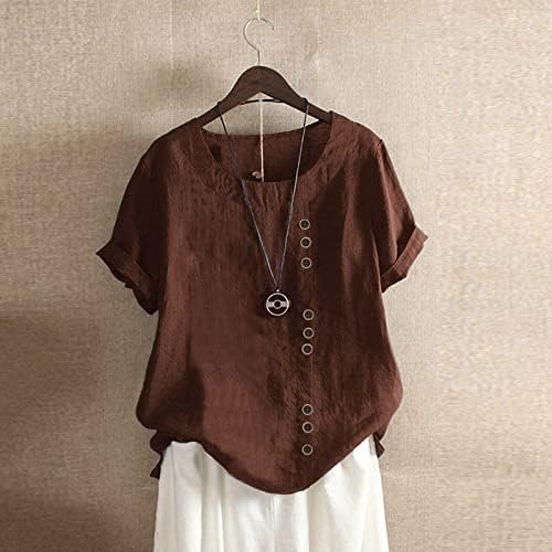 Womens Retro Cotton and Linen Embroidery Loose Short Sleeved Casual Shirt Womens Tshirt Tops for Women Knit