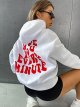 Women's Letter Graphic Print Back Drawstring Long Sleeve Hoodie Pocket Sweatshirt