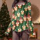 Women's Slim Fit Top Christmas Print Long Sleeved T Shirt Striped Top