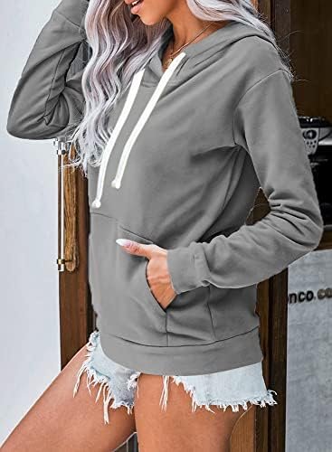 Women Hoodies Pullover Casual Thin Sweatshirts with Pockets Loose Fit Long Sleeve Drawstring Design Hoody Sweatshirt