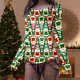 Women's Slim Fit Top Christmas Print Long Sleeved T Shirt Women's Long Sleeve V Neck